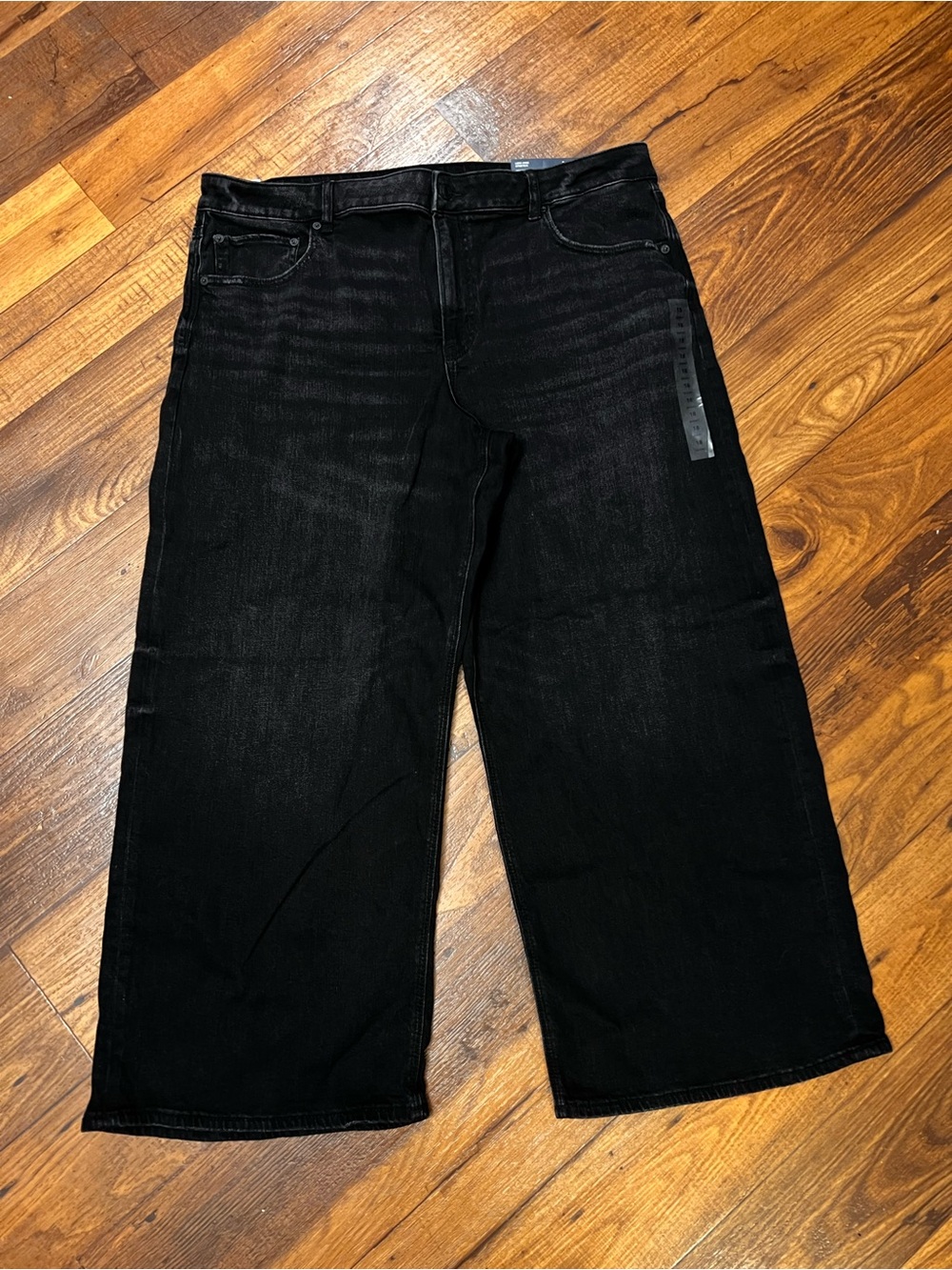 American Eagle Outfitters SHORT Black Relaxed Wide-Leg Jeans